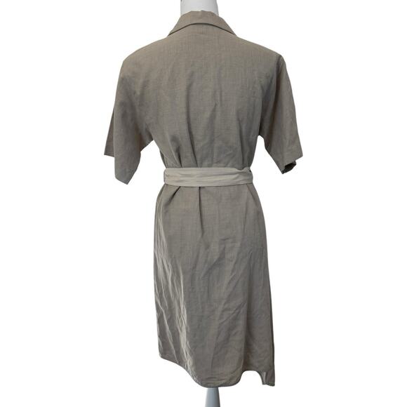 Ports 1961 Linen Blend Button Front Asymmetrical Dress Size 42 - Picture 11 of 13